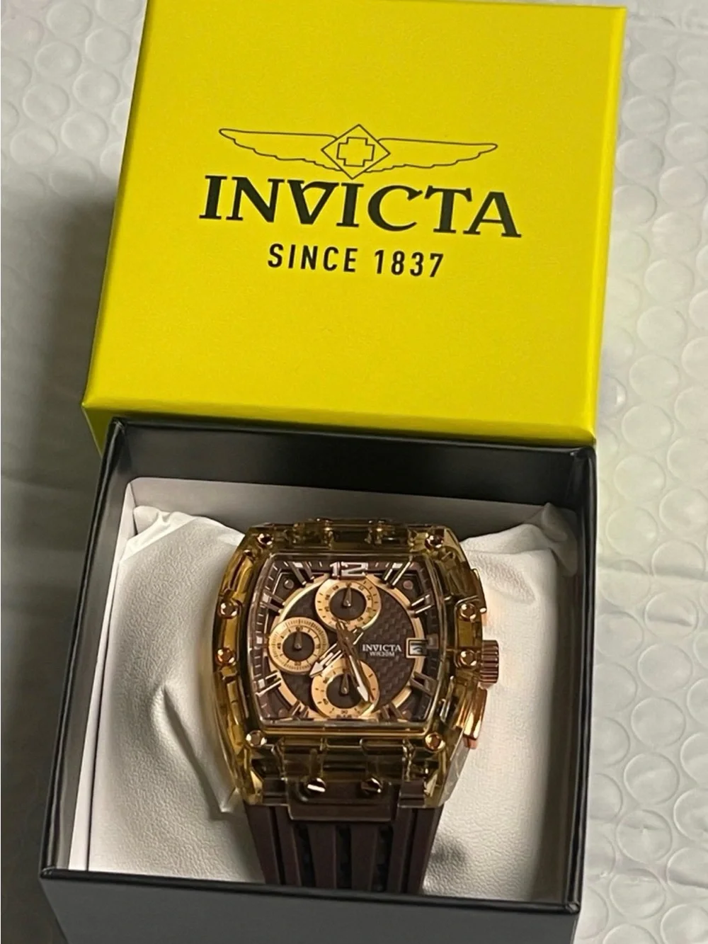 Invicta S1 Rally Allogrip Men 42mm Brown Tone Case Brown Metal Dial Brown Band